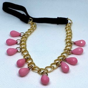 Headband  gold chain pink